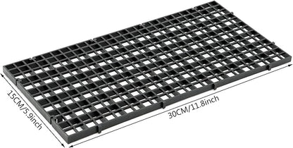 Aquarium Fish Tank Bottom Isolation 4 Pcs, Plastic Egg Crate Grid Divider Tray Egg (S 4pcs Black)