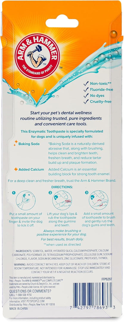 Arm & Hammer Complete Care Dog Dental Kit with Enzymatic Dog Toothpaste, Toothbrush and Finger Brush, Baking Soda and Calcium Formula for Plaque Tartar Control, Chicken Flavor, 2.5 Oz