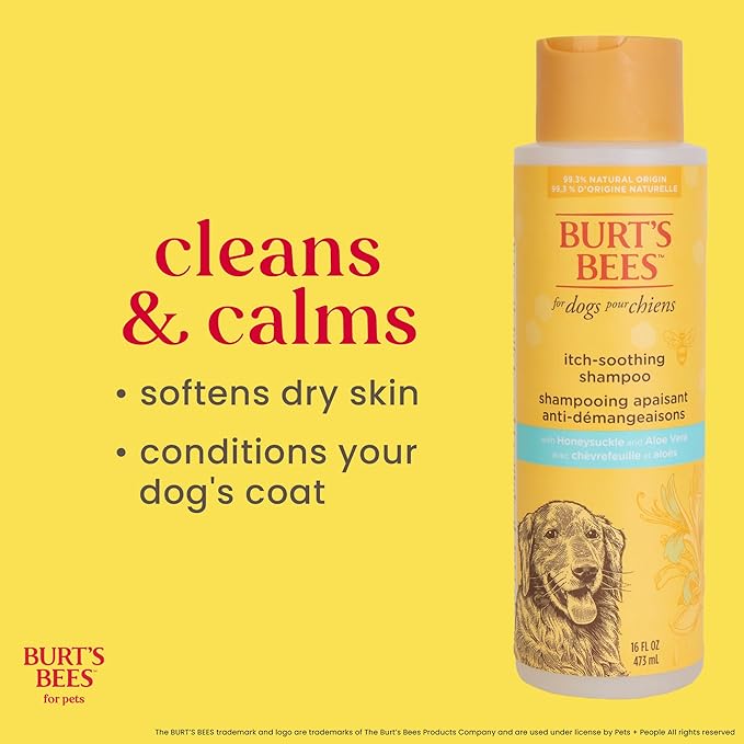 Burt's Bees for Pets Itch Soothing Shampoo with Honeysuckle, 95% Natural Origin Formulas, Dog Shampoo for Itchy Dogs, Dog Shampoo Itchy Skin Relief, 16 oz