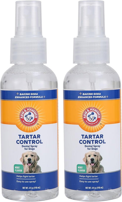 Arm & Hammer Tartar Control Dental Spray for Dogs, Mint Flavor Breath Freshener, Brushless Teeth Cleaning Oral Care with Baking Soda, Helps Reduce Plaque and Tartar Buildup, 4 Fl Oz - 2 Pack