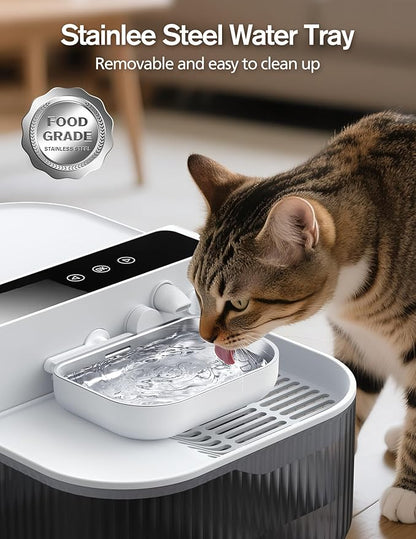 Wireless Cat Water Fountain with No Filters, 180-Day Battery & Precision Flow Control,3.5L Smart Pet Water Dispenser with Wastewater Separation & Custom Scheduling for Cats & Dogs, White