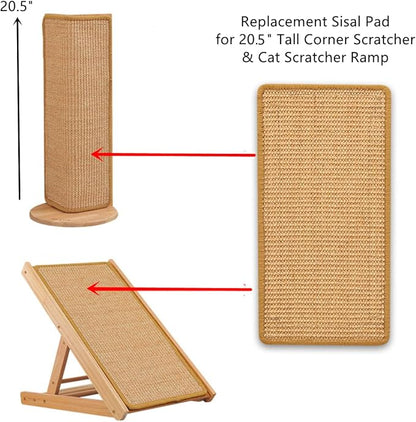SHENGOCASE 4-Pack 10" x 19.7" Sisal Cat Scratching Mat Pad with Hook & Loop Tapes for Wall Couch, Window Perch, Cat Wall Furniture Shelve