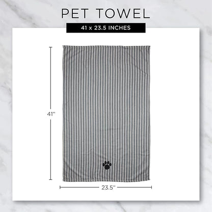 DII Design Embroidered Pet Towel, 44 x 27.5", Striped Blue