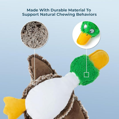 Best Pet Supplies Interactive Squeaky Dog Chew Toy, Ideal Dog Toys for Chewers, Small, Medium & Large Dogs, and Fetch Lovers - Mallard Duck (Gray), Small