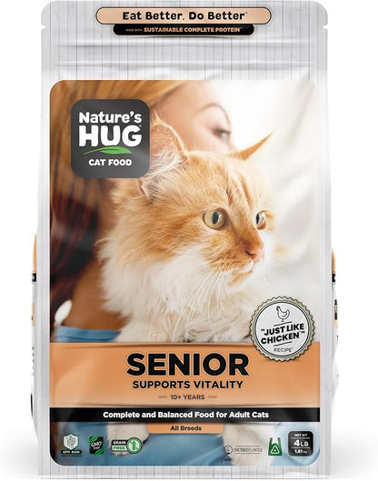 Nature's HUG Hypoallergenic Dry Cat Food for Senior Support Vitality – Complete & Balanced Nutrition, Sensitive Stomach Support, High-Protein, Grain Free – 4lb