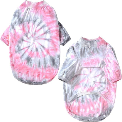Dog Cotton Pink Tie Dye T-Shirts Soft and Stretchy Breathable Pet Shirt Pajamas Pets Clothes for Large Dogs,2XL Pink Tiedye