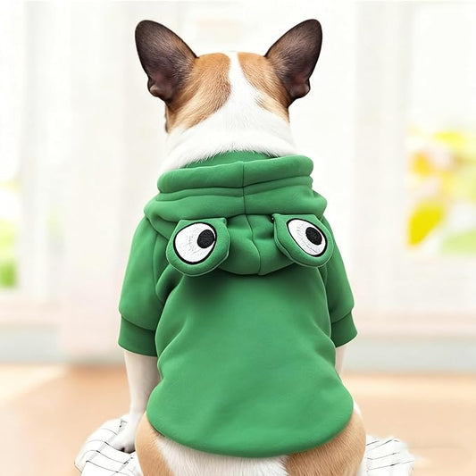 Pet Clothing Dog Transformation Frog Hoodie Autumn and Winter Warm Small Large Dog Method Dou Cat Bullfighting Clothes (Frog,XS)