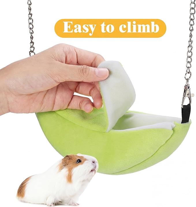 Jetec 2 Pcs Hamster Hammock Soft Bed Small Pet Animals Hamster Hanging House Cage Nest for Guinea Pig Rat Chinchilla Sleep and Play, Banana and Pineapple (Green)
