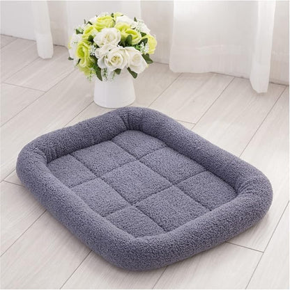 SHENGOCASE 4-Pack 10.6" L x 17" W Rectangular Teddy Fleece Cat Bed Cushion with Bolster for Cat and Small Dog, Anti-Skip Bottom, Machine Washable