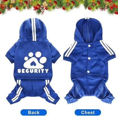 Dog Hoodie Security Clothes 4 Legs Jumpsuit Sweatshirt Hoodies Soft & Warm Dog Outfit Pullover Dog Winter Clothes Sweater for Small Medium Large Dogs Cats (Blue, XX-Small)