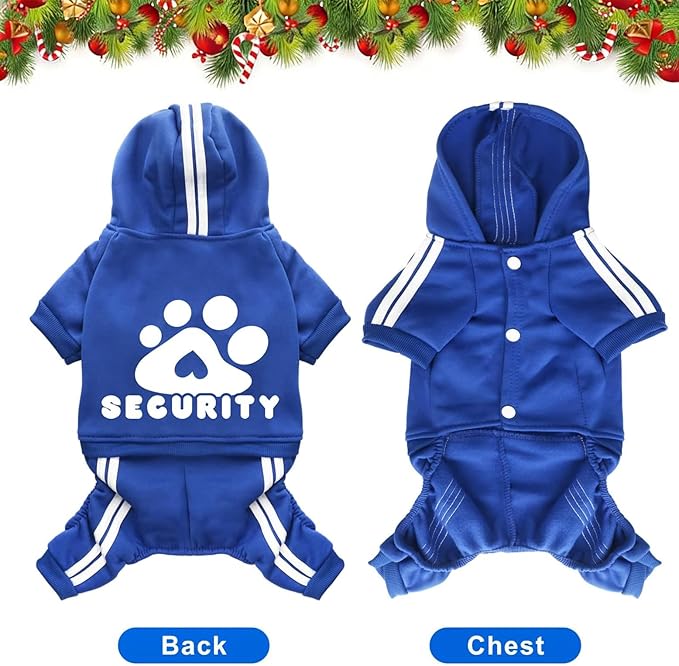 Dog Hoodie Security Clothes 4 Legs Jumpsuit Sweatshirt Hoodies Soft & Warm Dog Outfit Pullover Dog Winter Clothes Sweater for Small Medium Large Dogs Cats (Blue, XX-Large)