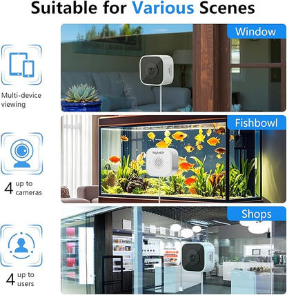 2K Window Cameras for Home Security- 2.4Ghz WiFi Window Camera,Color Night Vision,Human Detection,24/7 Recording, Easy & Quick Install（White）