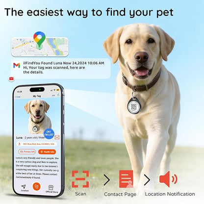 Dog Tags Personalized for Pets, Lighthouse Pattern QR Code Dog Name Tags for Pet Collar, Online Profile, Scan Location Alerts, (Black Lighthouse)