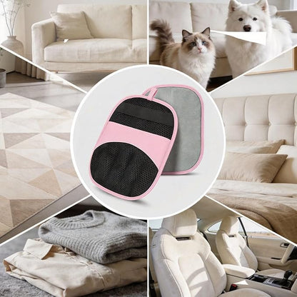 Thickened Pet Hair Removal Glove，Newly Upgraded Reusable Electrostatic Cat Dog Hair Remover Glove, Magic Brush Tool for Couch, Carpet, and Car Seat (Pink)