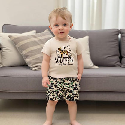 Toddler Baby Boy Clothes 6 12 18 24 Months Summer Outfit Short Sleeve T-Shirt Tops Camo Shorts Set 2T 3T 4T