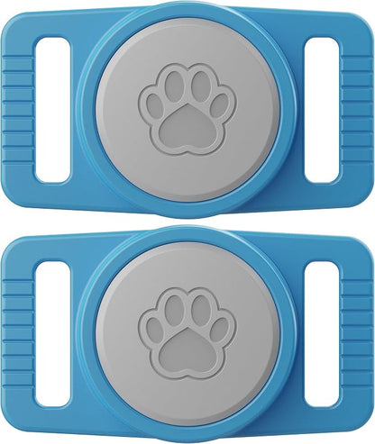 GOCII for Airtag Dog Collar Holder 2 Pack,Waterproof Dog Collar Holder for Apple AirTag(Gen 1 & 2),Silicone Air Tags Case for Dog Collars(Blue & Gray)