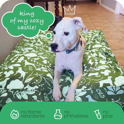 Molly Mutt Huge Dog Bed Cover, Amarillo by Morning, Olive Green & Light Blue 36"x45"x5"