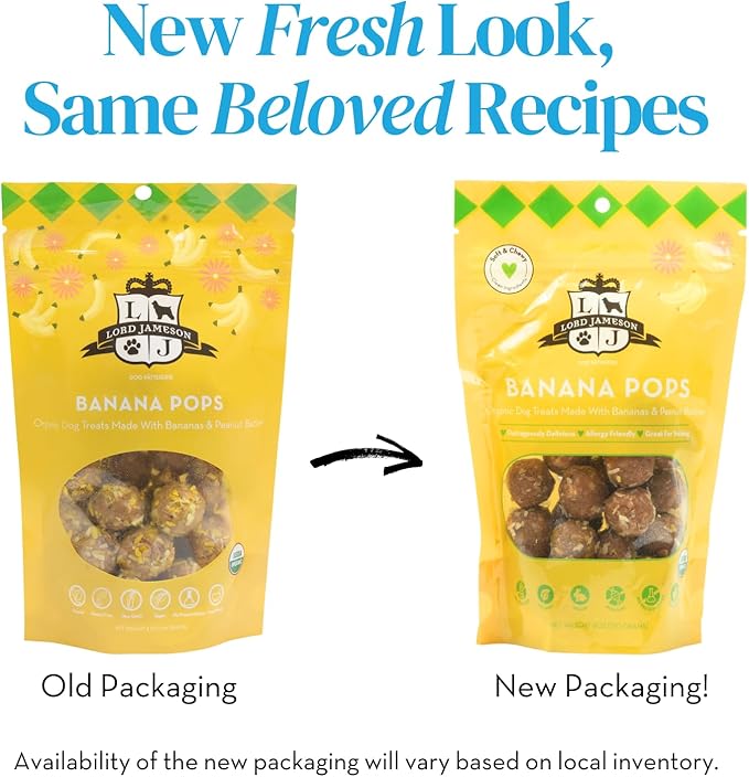 Lord Jameson: Banana Pops 6 oz - Dog Patisserie Treats, Organic Soft & Chewy No-Bake Bites, Vitamin Rich, Nutrient Dense, Gluten & Preservative Free