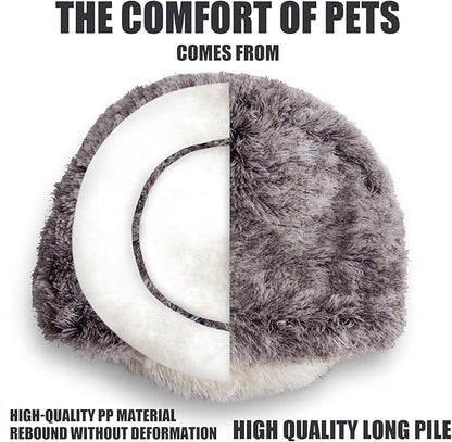 ShinHye Cozy Cat Bed - Round Plush Fluffy Hooded Cave, Indoor/Outdoor, Waterproof & Washable (20x20inch, Coffee)