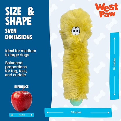 WEST PAW Rowdies Sven Durable Plush Dog Toy with HardyTex Reinforced Seams Squeaker - Soft Plush Exterior Hand Sewn by Skilled Artisans and Made in USA for Dogs - Citrus