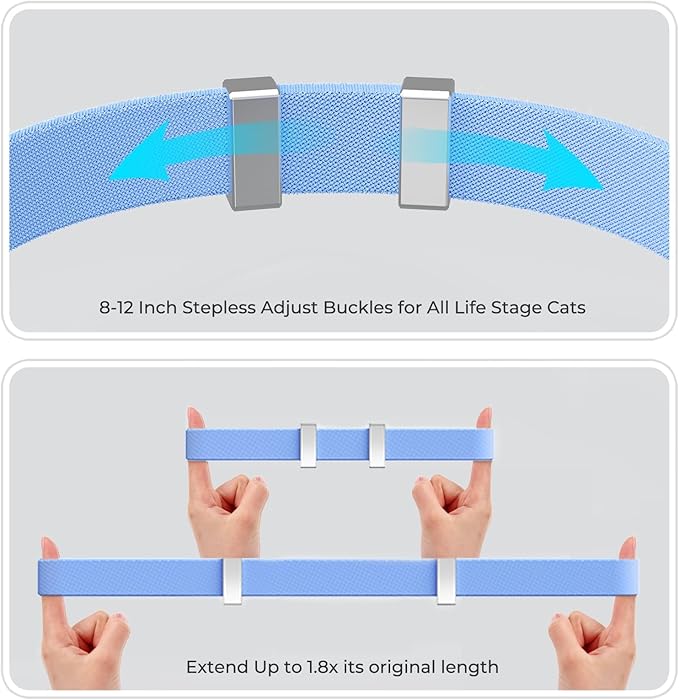 AirTag Cat Collar, Ultra Elastic Cat Tracker Collar with Apple Air Tag Holder, [Lightweight & Scratch Resistant] Stepless Adjustable GPS Pet Tracking Collars for Cats Kittens (Blue)