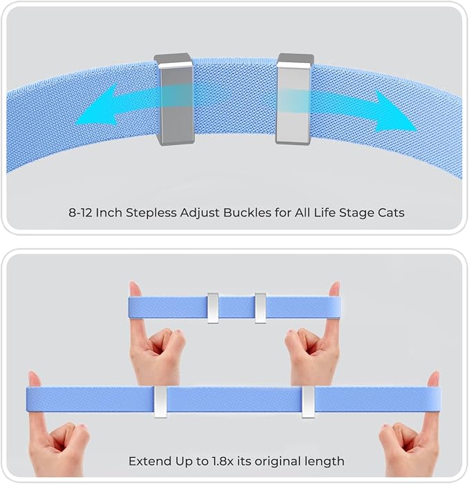 AirTag Cat Collar, Ultra Elastic Cat Tracker Collar (Blue) | Compatible with Apple Air Tag Holder, Lightweight, Scratch Resistant, Stepless Adjustable Pet Tracking Collars for Cat Kitten