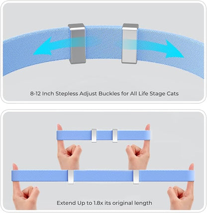 AirTag Cat Collar, Ultra Elastic Cat Tracker Collar (Blue) | Compatible with Apple Air Tag Holder, Lightweight, Scratch Resistant, Stepless Adjustable Pet Tracking Collars for Cat Kitten