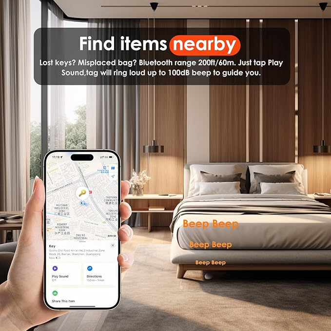 Mini GPS Tracker for Vehicles No Monthly Fee,GPS Car Tracker,Hidden Car Tracker with Case,Real Time Car GPS Tracker Work with Apple Find My(iOS Only) (Waterproof White,4PCS)