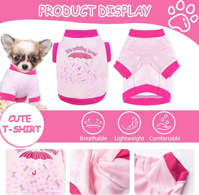 4 Pieces Dog Shirts Spring Summer Dog Clothes Cute Pattern Soft Breathable Outfit Pet T-Shirt Puppy Clothes for Small Dogs Girl and Cat (X-Small)