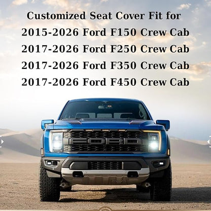 Coverado Rear Bench Car Seat Covers, Waterproof Oxford Back Seat Cover for Car Seat Protector for Kids & Dogs, Compatible with 2015-2026 Ford F150 & 2017-2026 Ford F250 F350 F450, Green