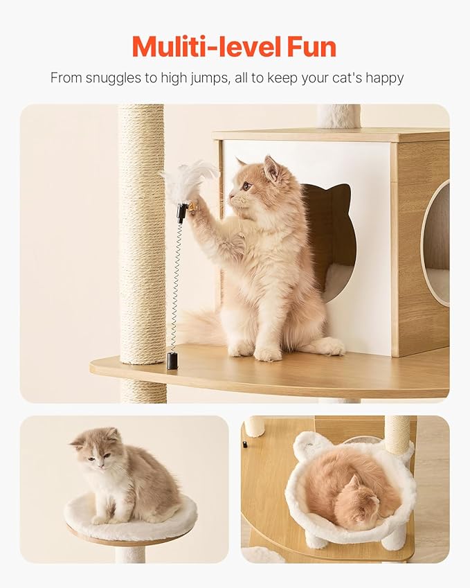 VEVOR Large Cat Tree, 68.9 inches Tall, Cat Tower, Multi-Level Cat Condo Furniture Activity Center with Cozy Perches, Sisal Scratching Posts, Hammock, Big Kittens House for Indoor Cats Play & Rest