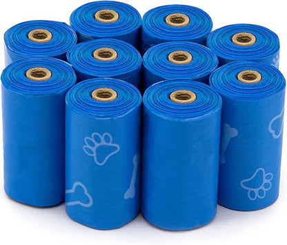 Best Pet Supplies Dog Poop Bags for Waste Refuse Cleanup, Doggy Roll Replacements for Outdoor Puppy Walking and Travel, Leak Proof and Tear Resistant, Thick Plastic - Blue (Unscented), 150 Bags