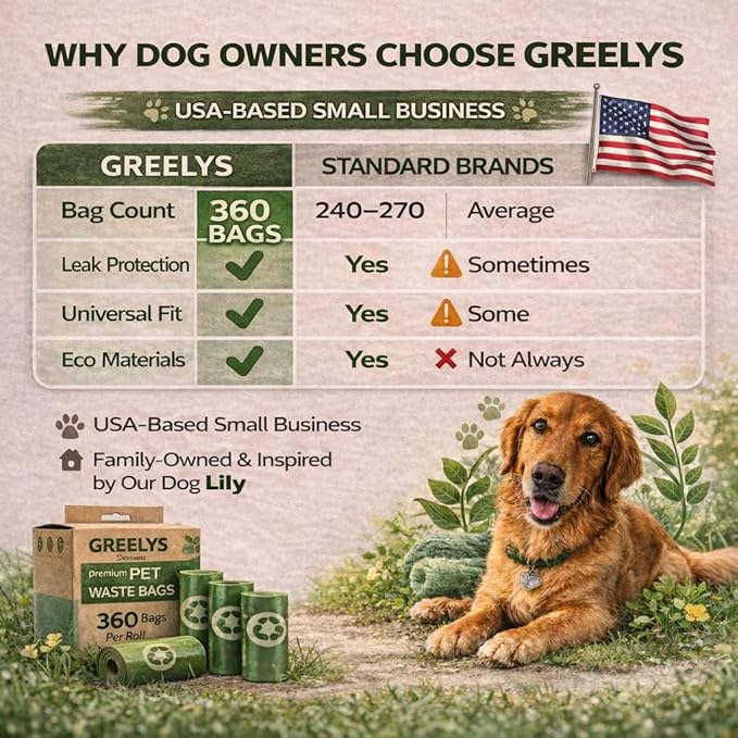 Dog Poop Bags 360 Count – Strong Leak-Proof, Easy Tear, Eco Friendly Biodegradable Waste Bags for Dogs & Cats - Sea Breeze