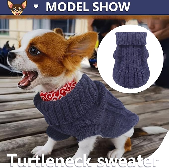 2 Pack Dog Sweaters for Small Dogs, Chihuahua Yorkie Sweater, Dog Clothes for Small Dogs, Winter Warm Pullover Clothing, Pet Cat Cold Weather Puppy Clothes Outfits L