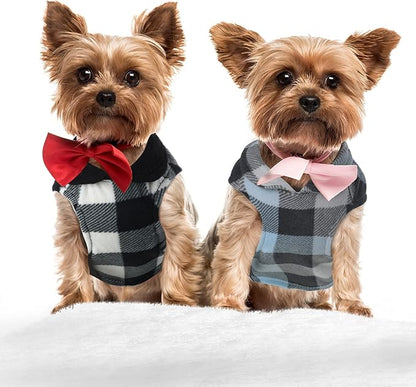 4 Pieces Winter Fabric Dog Sweater with Leash Ring Soft Fleece Vest Dog Clothes Plaid Camouflage Warm Puppy Jacket Pullover Clothes for Small Cat Puppy Chihuahua(XX-Large)