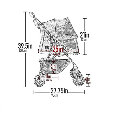 Pet Gear No-Zip Happy Trails Pet Stroller for Cats/Dogs, Zipperless Entry, Easy Fold with Removable Liner, Storage Basket + Cup Holder, Caribbean Blue
