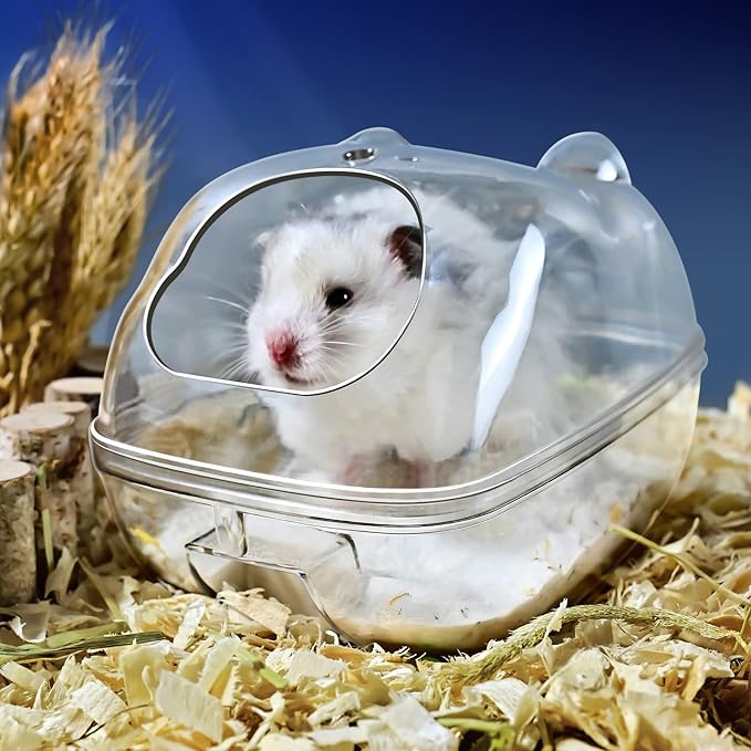 lazYYzal Hamster Bathtub,Hamster Bathroom,Small Animal Habitat Décor,Sand Bath Container Transparent Beds,Hamster Bed,Ice Bathtub,Sleep Pad Nest,Sand Bath Box for Small Pet Animals Cage Accessories（S）