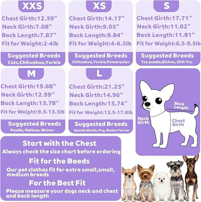Dog Clothes for Small Dogs Winter Pajamas Dog Sweater Girl Boy Warm Soft Puppy Pjs Stretchy Jumpsuit Doggie Pet Outfits XXS~L (Purple, Medium)