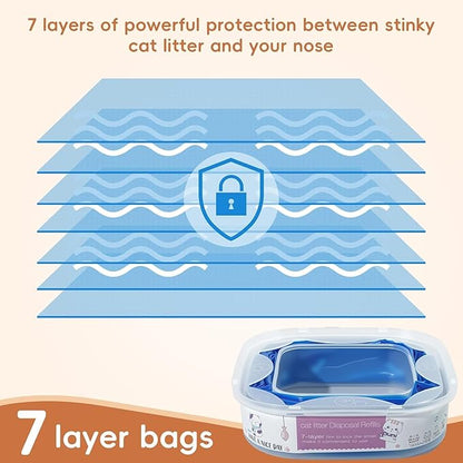 4 Pack 28FT Cat Litter Refill Cartridge, Compatible with Pet Genie Standard/Plus/Style Pail Refills, Up to 16 Months of Supply, 7 layer Odor Control Jumbo Refill Cartridge