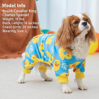 KYEESE Dog Pajamas Blue Floating Duck Puppy Onesie Pets Pjs Doggie Jammies Velvet Pet Costume Comfy Pets Onesie Stretchy Pet Coat Soft Dogs Clothes Dog Pajamas Small Sized Dogs, Small