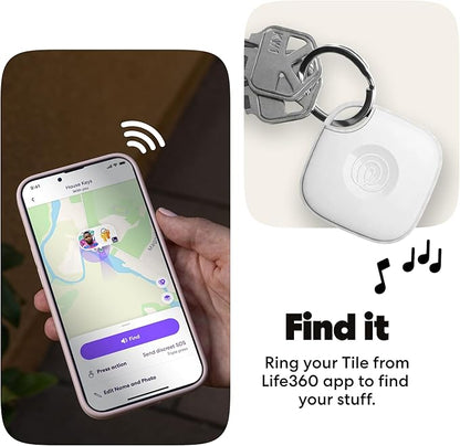 Life360 Tile - Bluetooth Tracker, Keys Finder and Item Locator for Keys, Bags and More. Phone Finder. Both iOS and Android Compatible. 1-Pack (White)