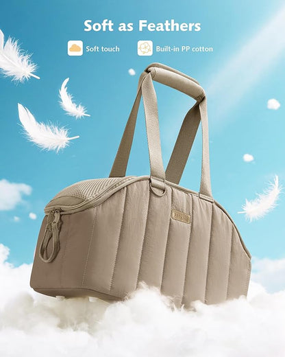 Pecute Dog Purse Carrier, Lightweight Dog Carriers for Small Dogs with Large Pockets, Dog Soft-Sided Carriers up to 6.6lbs, Pet Carrier for Puppy Cat, Suitable for Travel, Subway, Khaki