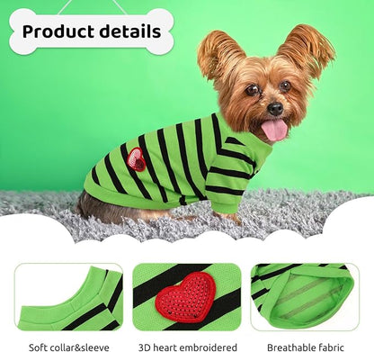 Dog Shirts for Large Dogs, Striped T-Shirts Dog Vest Pet Apparel Tee Shirts Spring Summer Suitable for Small and Medium Large Pets French Bulldog Bichon, Green XL