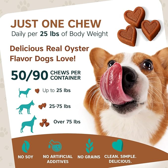 Seasonal Allergy & Immune Support for Dogs, 50 Tasty Oyster Soft Dog Chew Treats; Vet-Formulated Pet Dog Supplies that Promote Dog Allergy Relief & Itch Relief for Dogs