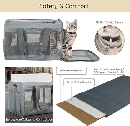 BELLA & PAL Cat Carrier Travel Bag, Airline Approved Lightweight Cat Carrier, Soft Sided Pet Carrier for Puppy Dogs Up to 18lbs, Collapsible Kitten Bag with Removable Waterproof Mat, Ventilated Mesh