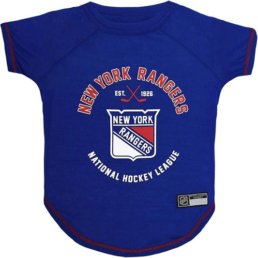 NHL New York Rangers Tee Shirt for Dogs & Cats, Medium. - Are You A Hockey Fan? Let Your Pet Be An NHL Fan Too!