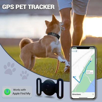 GPS Tracker for Dogs, Mini GPS Cat Tracker, IPX8 Waterproof GPS Trackers for Cats with Holder, No Monthly Fee, Work with Apple Find My(iOS Only), Smart Trackers for Dogs-Black-3