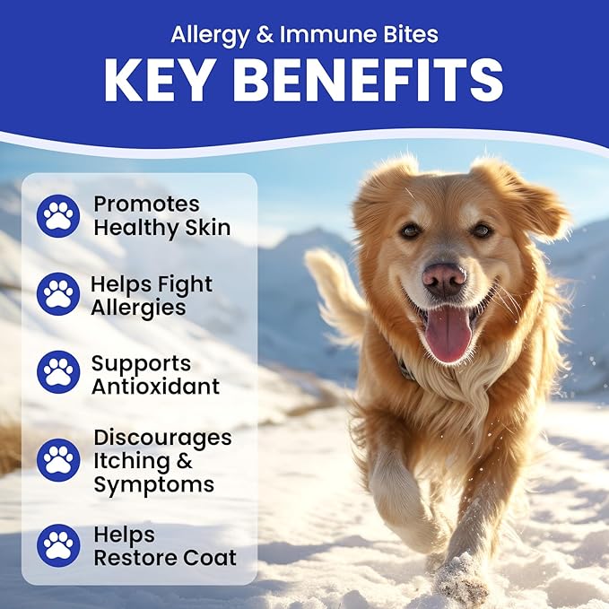 Dog Allergy Immune Chews – Itch Relief for Hot Spots, Dry Skin, Seasonal Allergies – with Fish Oil, Colostrum & Probiotic – 180ct Supplement
