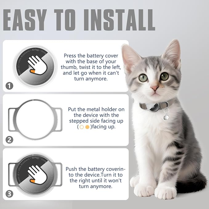 AirTag Cat Collar, Elastic Tracker Collar with Airtag Holder and Bell | Compatible with Apple Air Tag, Lightweight & Scratch Resistant, Adjustable Stepless GPS Pet Collar for Cats Kittens, Brown