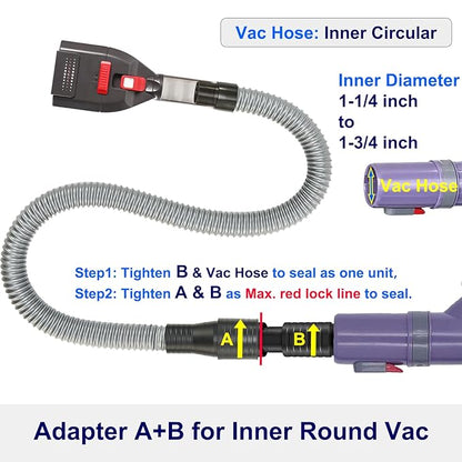 Dog Brush Vacuum Attachment with 1"-1.75" Universal Adapters for Vacuum Cleaners, Pet Hair Shedding Grooming Tool Kit with Long Extension Hose